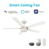TARRASA 52 inch 5 - Blade Smart Ceiling Fan with LED Light & Remote - LEDMyPlace