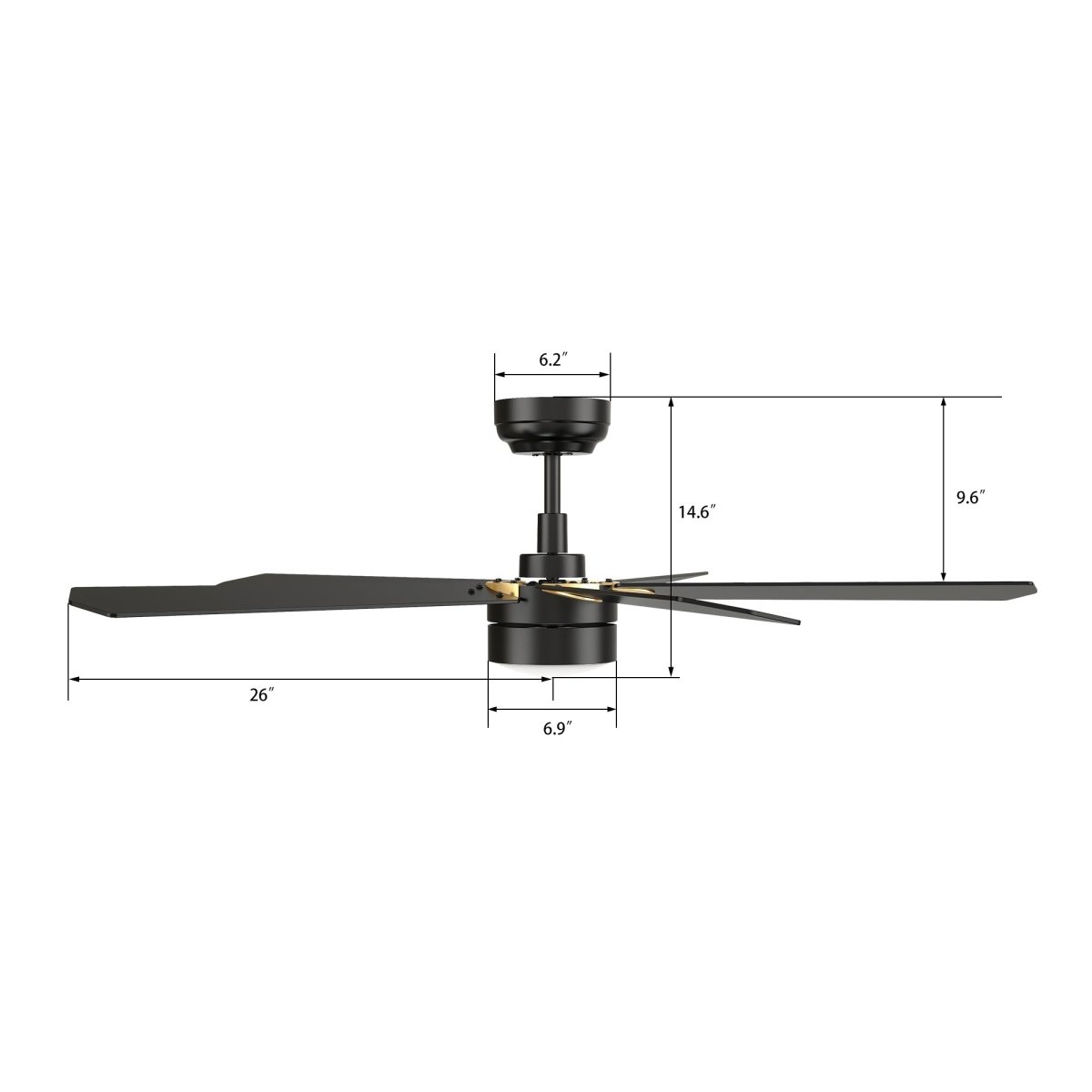 TARRASA 52 inch 5 - Blade Smart Ceiling Fan with LED Light & Remote - LEDMyPlace