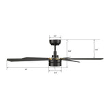 TARRASA 52 inch 5 - Blade Smart Ceiling Fan with LED Light & Remote - LEDMyPlace