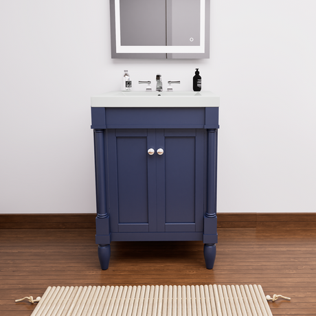 torino 24 navy blue freestanding bathroom vanity with porcelain sink top