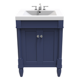 Torino 24 In. Navy Blue Freestanding Solid Wood Bathroom Vanity with Porcelain Sink Top