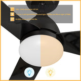 TOULON 52 inch 3 - Blade Smart Ceiling Fan with LED Light & Remote - LEDMyPlace