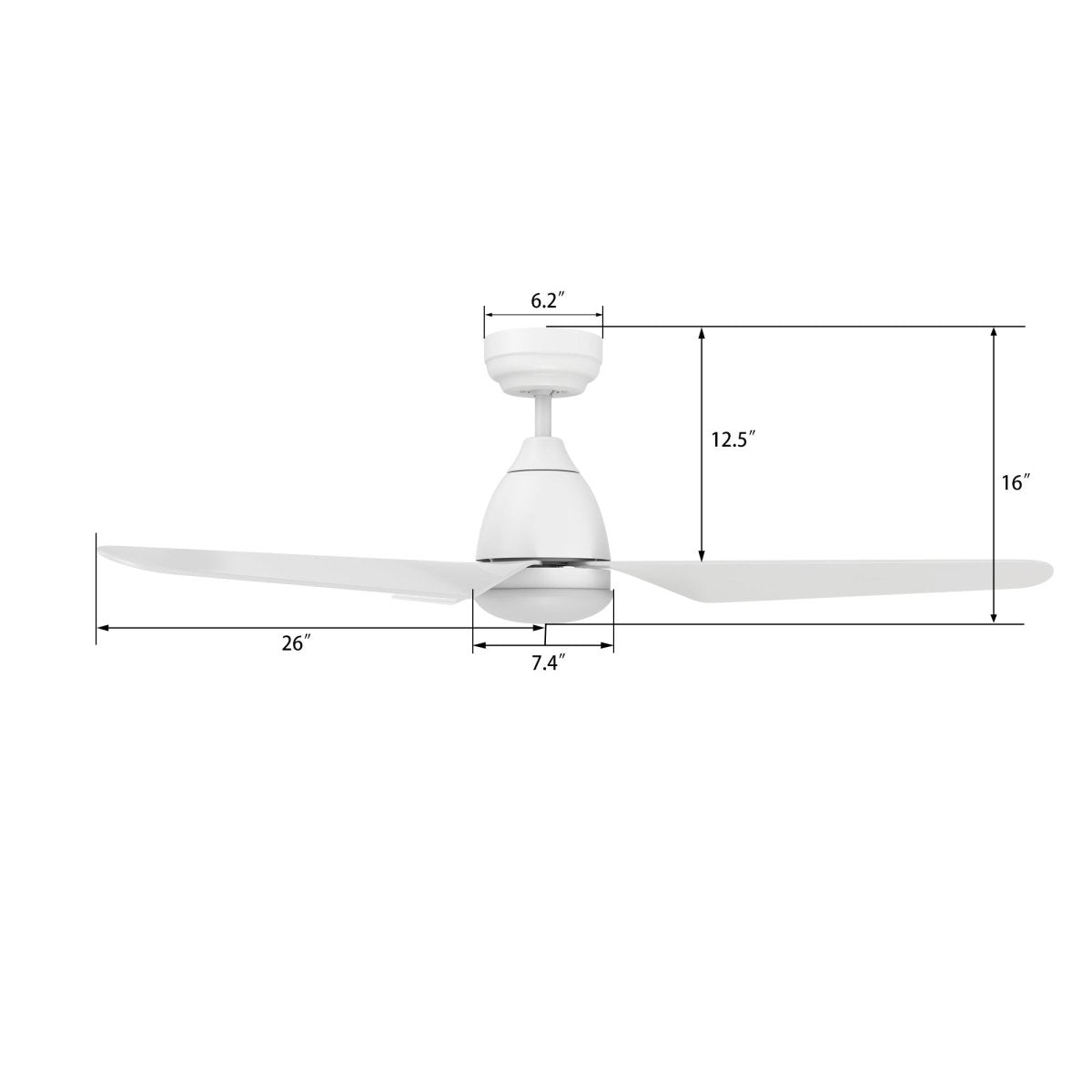 TOULON 52 inch 3 - Blade Smart Ceiling Fan with LED Light & Remote - LEDMyPlace