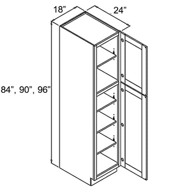 RTA Kitchen - Tall - Pantry Cabinets - 84 in H x 18 in W x 24 in D - AO