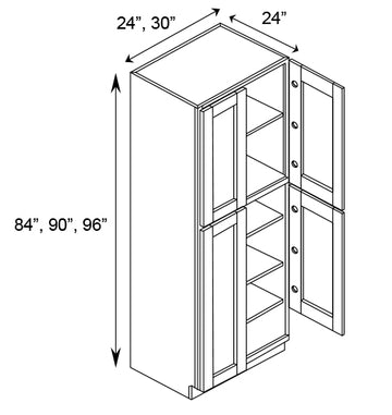 RTA - Slim Shaker Oatmeal - Double Door Pantry Cabinets - 30
