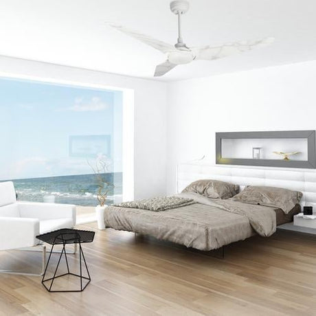Trailblazer (3 - Blade) Best Smart Ceiling Fan with Dimmable LED Light, White/Marble Pattern, Works w/ Remote Control/Alexa/Google Home/Siri - LEDMyPlace