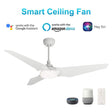Trailblazer 52" (3 - Blade) White Best Smart Ceiling Fan with Dimmable LED Light, Works w/ Remote Control/Alexa/Google Home/Siri - LEDMyPlace