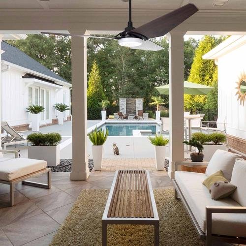 Trailblazer 52 In. Wi - Fi Best Smart Ceiling Fan w/ Remote Control & LED Light, Alexa/Siri/Google Home Compatible, Black/dark Wooden Pattern (3 - Blade) - LEDMyPlace