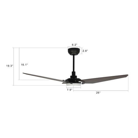 Trailblazer 52 In. Wi - Fi Best Smart Ceiling Fan w/ Remote Control & LED Light, Alexa/Siri/Google Home Compatible, Black/dark Wooden Pattern (3 - Blade) - LEDMyPlace