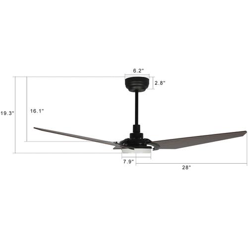 Trailblazer 52 In. Wi - Fi Best Smart Ceiling Fan w/ Remote Control & LED Light, Alexa/Siri/Google Home Compatible, Black/dark Wooden Pattern (3 - Blade) - LEDMyPlace