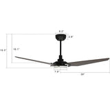 Trailblazer 52 In. Wi - Fi Best Smart Ceiling Fan w/ Remote Control & LED Light, Alexa/Siri/Google Home Compatible, Black/dark Wooden Pattern (3 - Blade) - LEDMyPlace