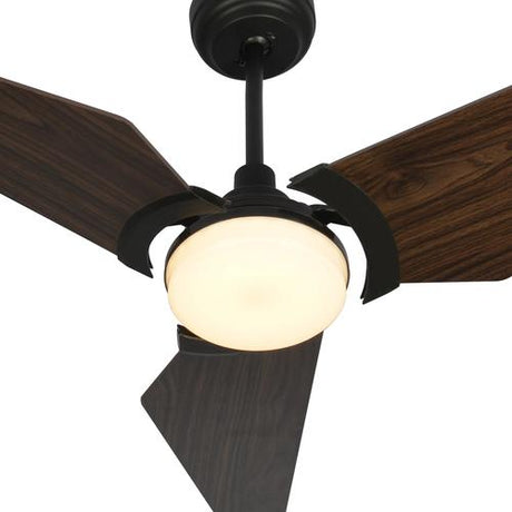 Trailblazer 52 In. Wi - Fi Best Smart Ceiling Fan w/ Remote Control & LED Light, Alexa/Siri/Google Home Compatible, Black/dark Wooden Pattern (3 - Blade) - LEDMyPlace