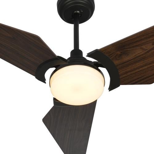 Trailblazer 52 In. Wi - Fi Best Smart Ceiling Fan w/ Remote Control & LED Light, Alexa/Siri/Google Home Compatible, Black/dark Wooden Pattern (3 - Blade) - LEDMyPlace