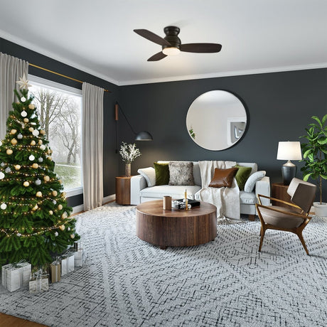 TRENTO 44 inch 3 - Blade Flush Mount Smart Ceiling Fan with LED Light & Remote - LEDMyPlace