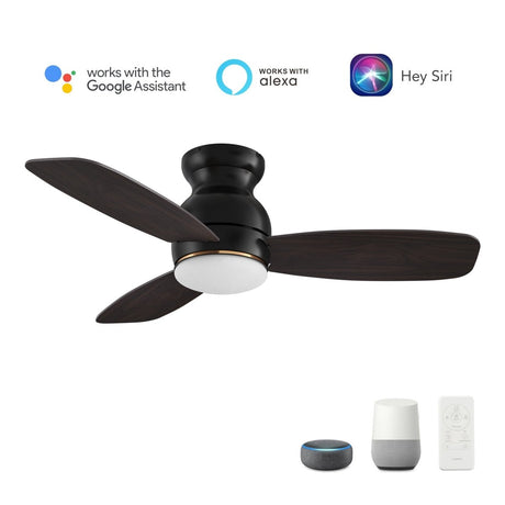 TRENTO 44 inch 3 - Blade Flush Mount Smart Ceiling Fan with LED Light & Remote - LEDMyPlace