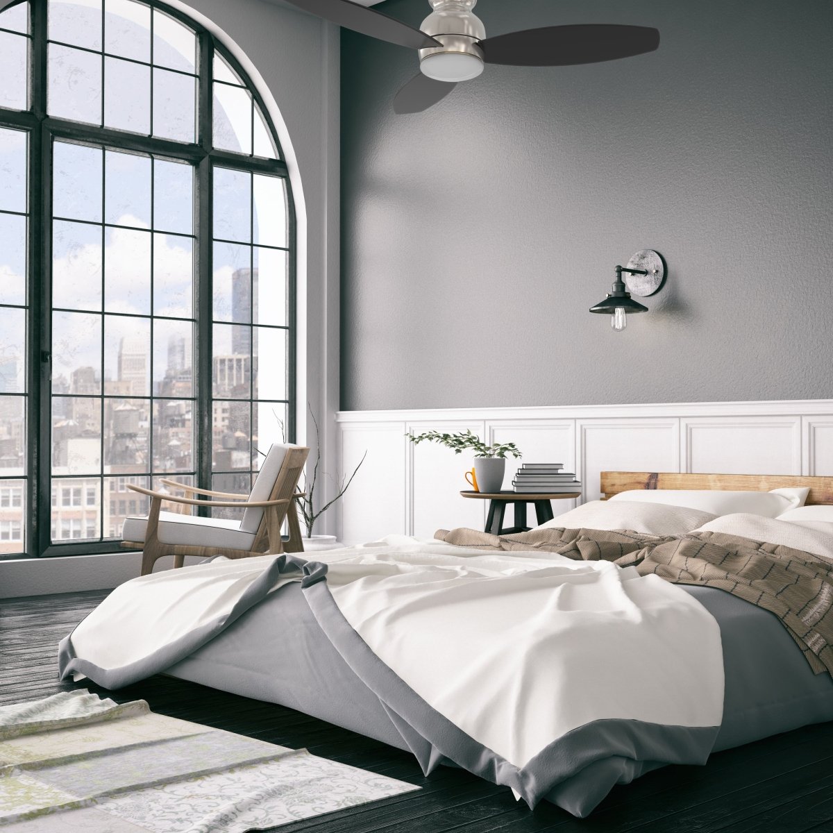 TRENTO 48 inch 3 - Blade Flush Mount Smart Ceiling Fan with LED Light & Remote - LEDMyPlace