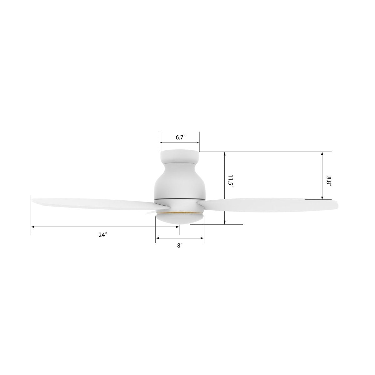 TRENTO 48 inch 3 - Blade Flush Mount Smart Ceiling Fan with LED Light & Remote - LEDMyPlace