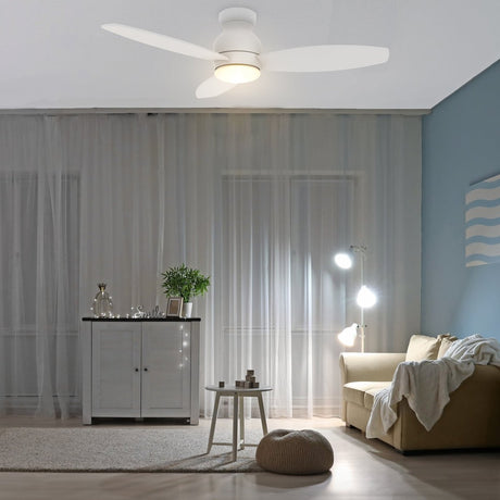 TRENTO 52 inch 3 - Blade Flush Mount Smart Ceiling Fan with LED Light & Remote - LEDMyPlace