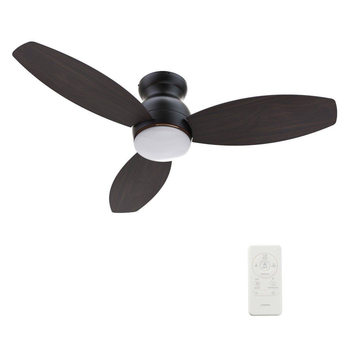 TRENTO 60 inch 3 - Blade Flush Mount Smart Ceiling Fan with LED Light & Remote - LEDMyPlace