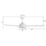TRYTON 52 inch 3 - Blade Ceiling Fan with LED Light & Remote - LEDMyPlace