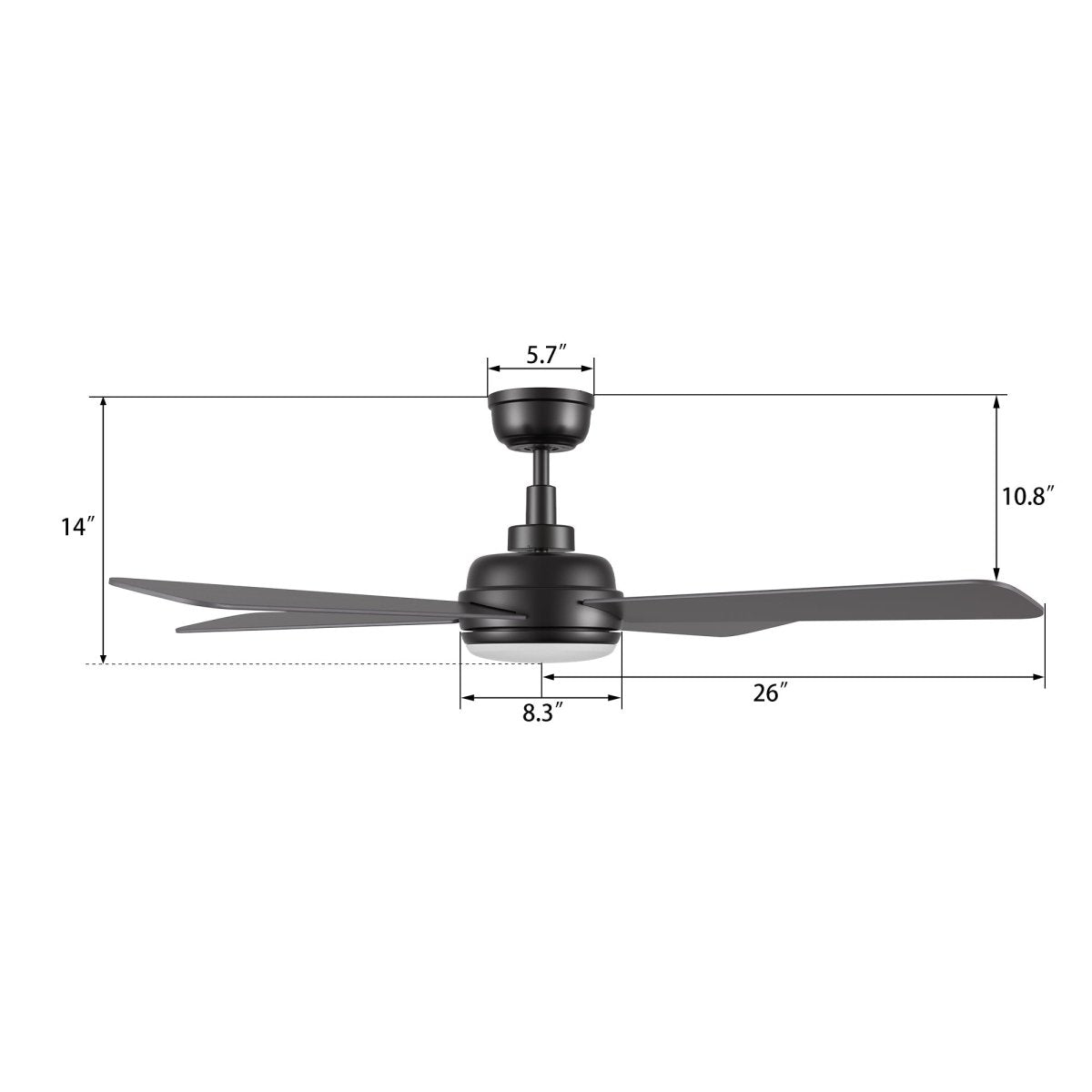 TRYTON 52 inch 4 - Blade Ceiling Fan with LED Light & Remote - LEDMyPlace