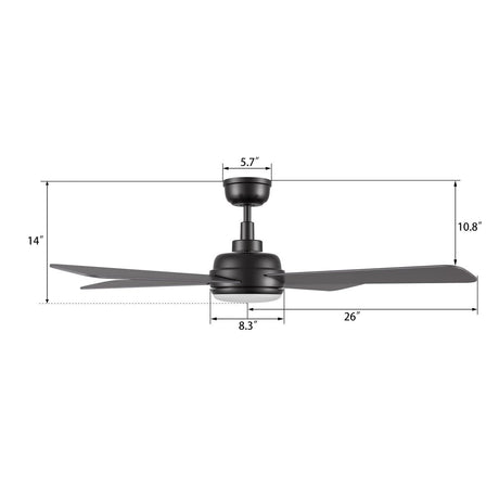 TRYTON 52 inch 4 - Blade Ceiling Fan with LED Light & Remote - LEDMyPlace