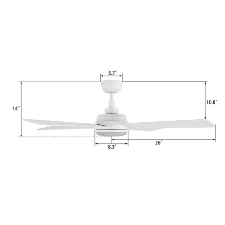 TRYTON 52 inch 4 - Blade Ceiling Fan with LED Light & Remote - LEDMyPlace