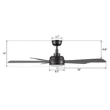 TRYTON 52 inch 5 - Blade Ceiling Fan with LED Light & Remote - LEDMyPlace