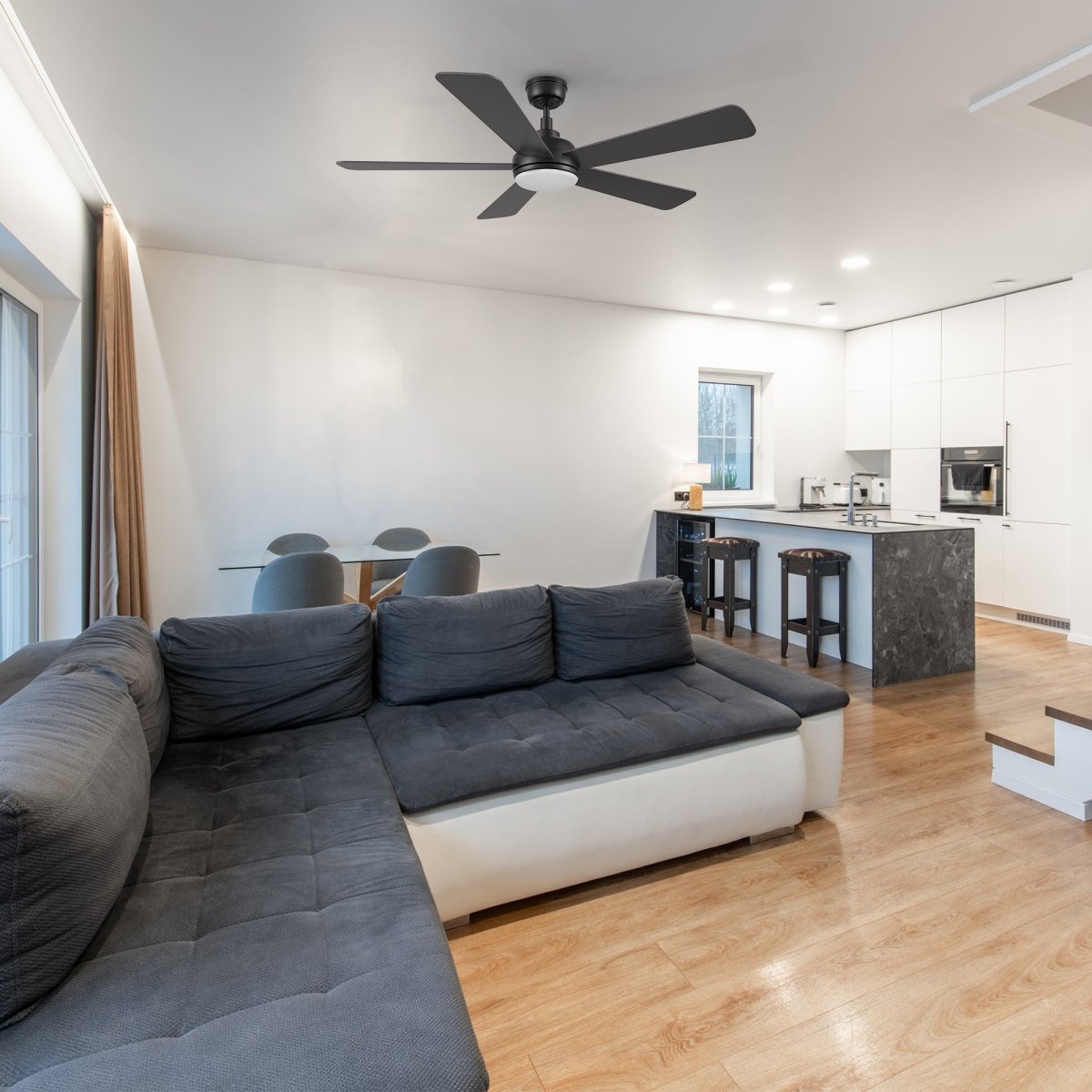 TRYTON 52 inch 5 - Blade Ceiling Fan with LED Light & Remote - LEDMyPlace