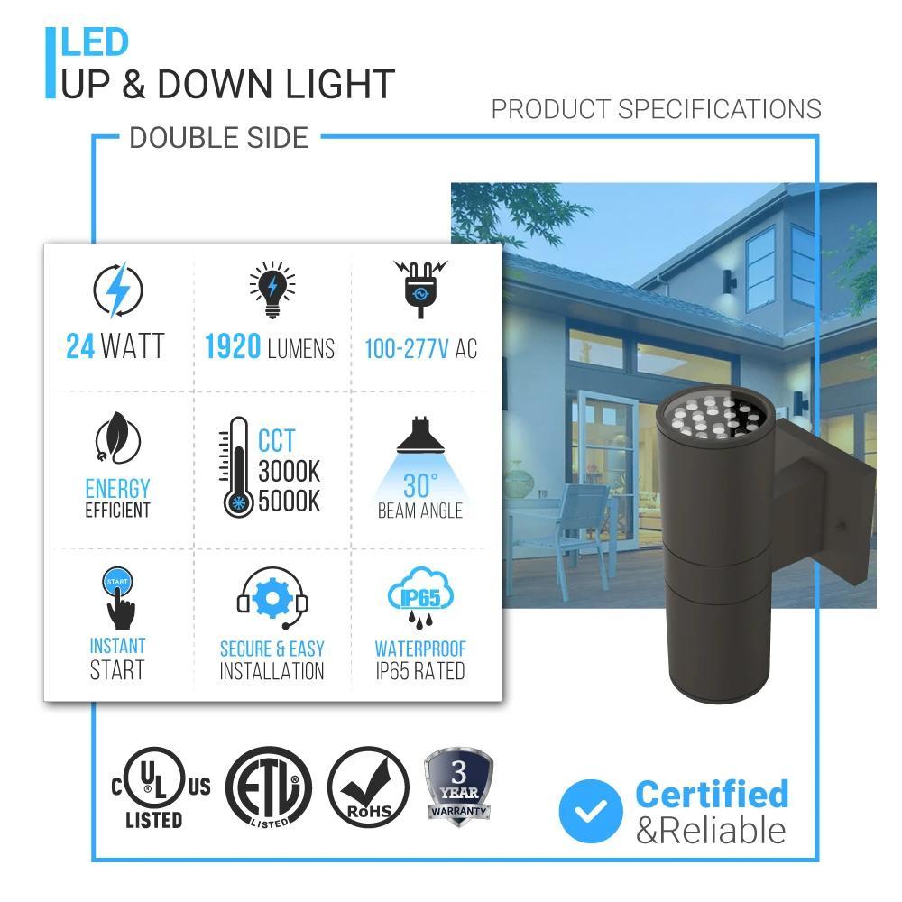 led-up-down-light-cylinder-12wx2-ac100-277v-bronze-double-side