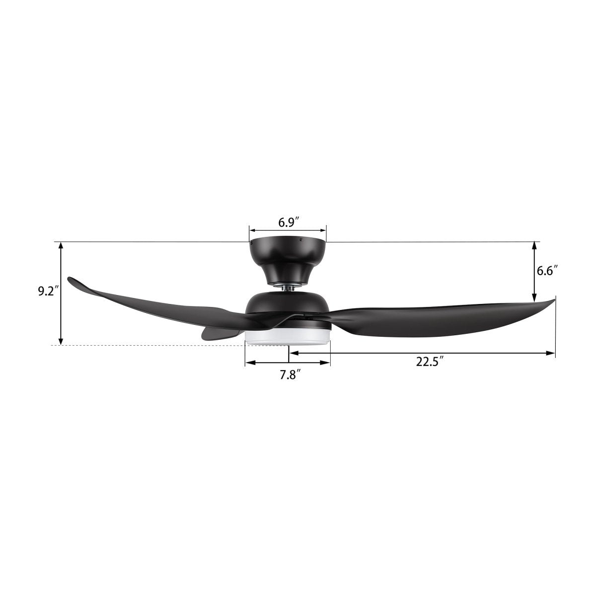 UPTON 45 inch 3 - Blade Flush Mount Smart Ceiling Fan with LED Light & Remote - LEDMyPlace