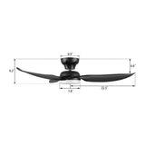 UPTON 45 inch 3 - Blade Flush Mount Smart Ceiling Fan with LED Light & Remote - LEDMyPlace