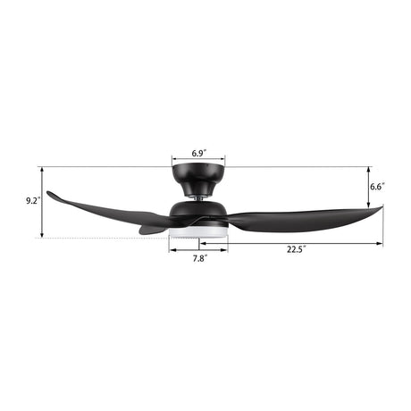 UPTON 45 inch 3 - Blade Flush Mount Smart Ceiling Fan with LED Light & Remote - LEDMyPlace