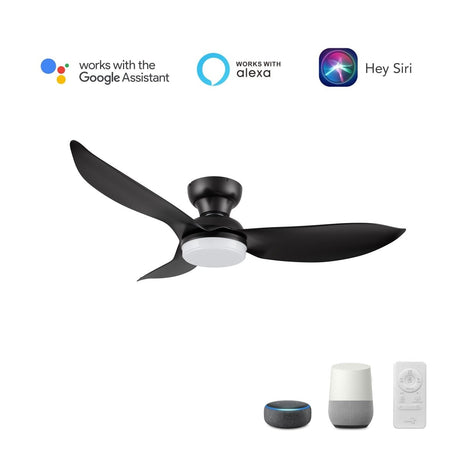UPTON 45 inch 3 - Blade Flush Mount Smart Ceiling Fan with LED Light & Remote - LEDMyPlace