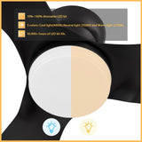 UPTON 45 inch 3 - Blade Flush Mount Smart Ceiling Fan with LED Light & Remote - LEDMyPlace