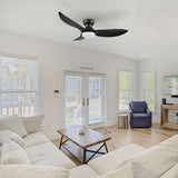 UPTON 45 inch 3 - Blade Flush Mount Smart Ceiling Fan with LED Light & Remote - LEDMyPlace