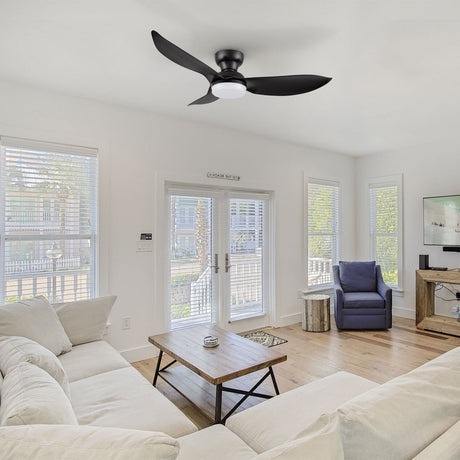 UPTON 45 inch 3 - Blade Flush Mount Smart Ceiling Fan with LED Light & Remote - LEDMyPlace