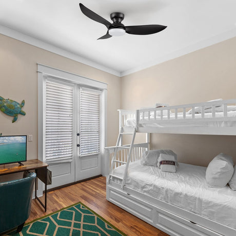 UPTON 45 inch 3 - Blade Flush Mount Smart Ceiling Fan with LED Light & Remote - LEDMyPlace