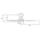 UPTON 45 inch 3 - Blade Flush Mount Smart Ceiling Fan with LED Light & Remote - LEDMyPlace