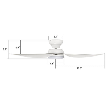UPTON 45 inch 3 - Blade Flush Mount Smart Ceiling Fan with LED Light & Remote - LEDMyPlace
