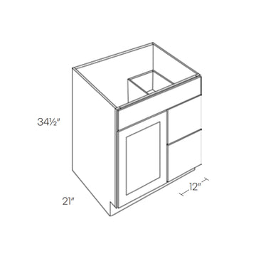 Luxor Misty Grey - 1 Door 2 Drawer Vanity Sink Base Cabinet | 30