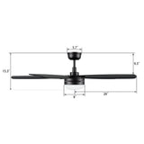 VARA 52 inch 5 - Blade Ceiling Fan with LED Light & Remote - LEDMyPlace