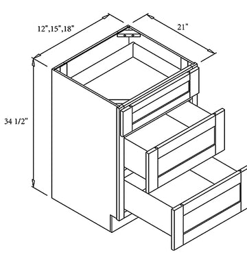 RTA - Slim Shaker Karamel - Vanity Drawer Base Cabinets - 12