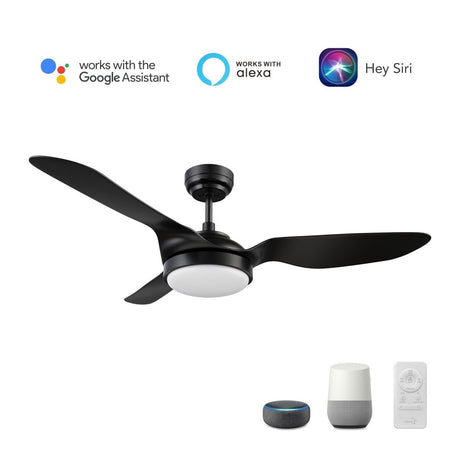Vena 52 inch 3 - Blade Smart Ceiling Fan with LED Light & Remote - LEDMyPlace