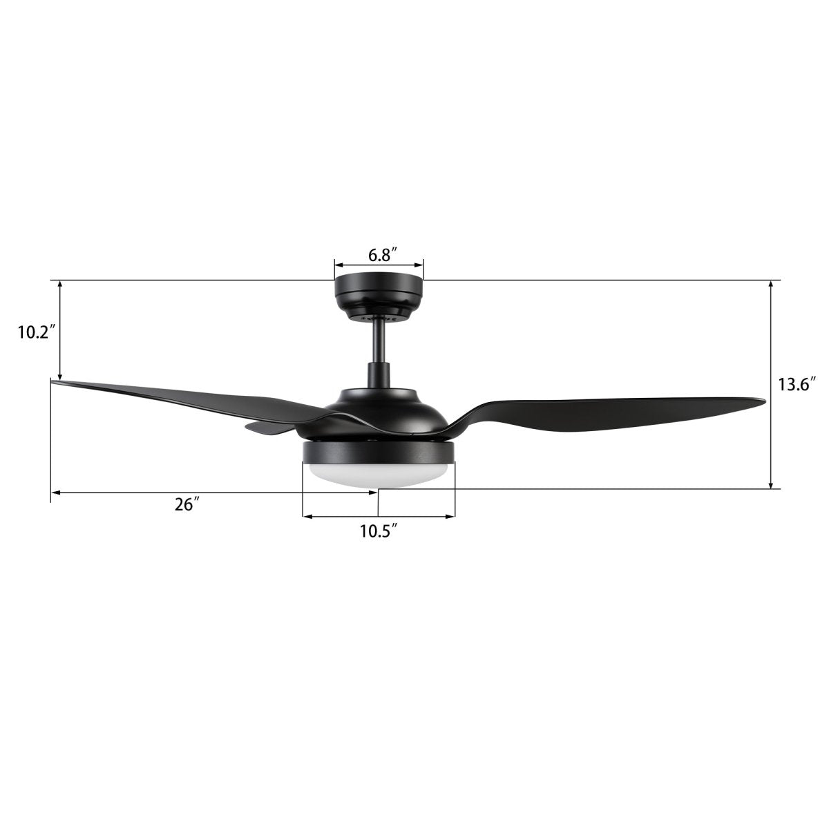 Vena 52 inch 3 - Blade Smart Ceiling Fan with LED Light & Remote - LEDMyPlace