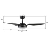 Vena 52 inch 3 - Blade Smart Ceiling Fan with LED Light & Remote - LEDMyPlace