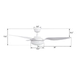 Vena 52 inch 3 - Blade Smart Ceiling Fan with LED Light & Remote - LEDMyPlace