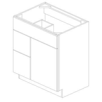 RTA - Slim Shaker Karamel - Vanity Sink Drawer Base Cabinets - 30