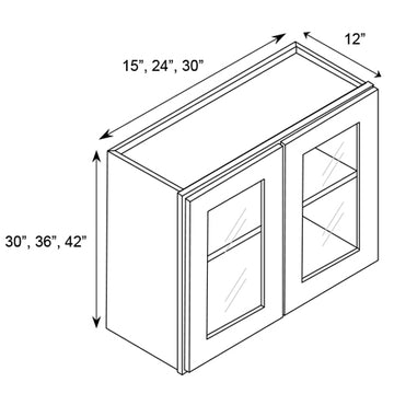 RTA - Slim Shaker Karamel - Single Glass Door Wall Cabinets - 15