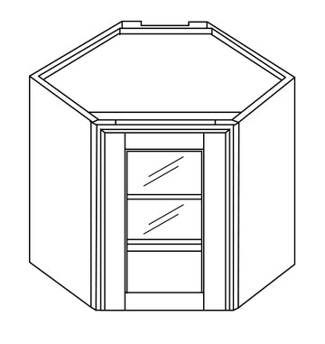 RTA Kitchen - Diagonal Corner Glass Door Wall Cabinets - 12 in H x 24 in W x 24 in D - AO